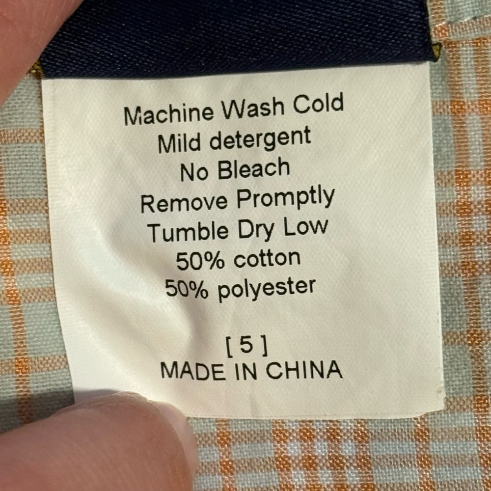 Emma Jean Boys Plaid Button-Down Shirt Orange Gray Size 5 Cotton Blend - Picture 5 of 5